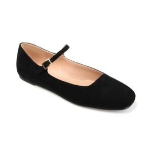 Journee Womens Carrie Buckle Square Toe Mary Jane Dress Flats, Black Size 8M
